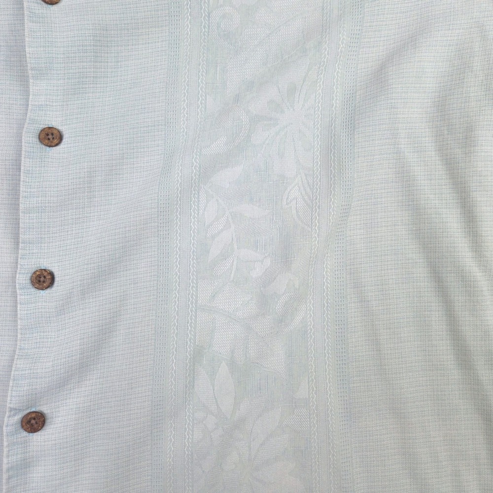 Tommy Bahama Mens XL Silk Button Shirt Light Gary Floral Pineapple Embroidered - Picture 5 of 8